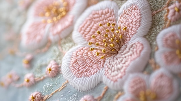 Broderie florală pe pânză